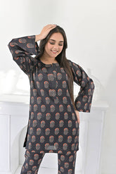 black floral ensemble