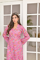 Blossom Grace – Pink Floral Printed Lawn Kurta Set