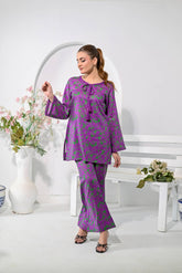 Purple Blossom Printed Lounge Set