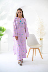 Lilac Bloom Printed Lawn Suit
