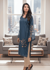 Midnight Petal Embroidered Kurta Set