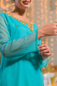 Azure Chiffon Embellished Polished