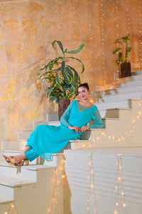 Azure Chiffon Embellished Polished