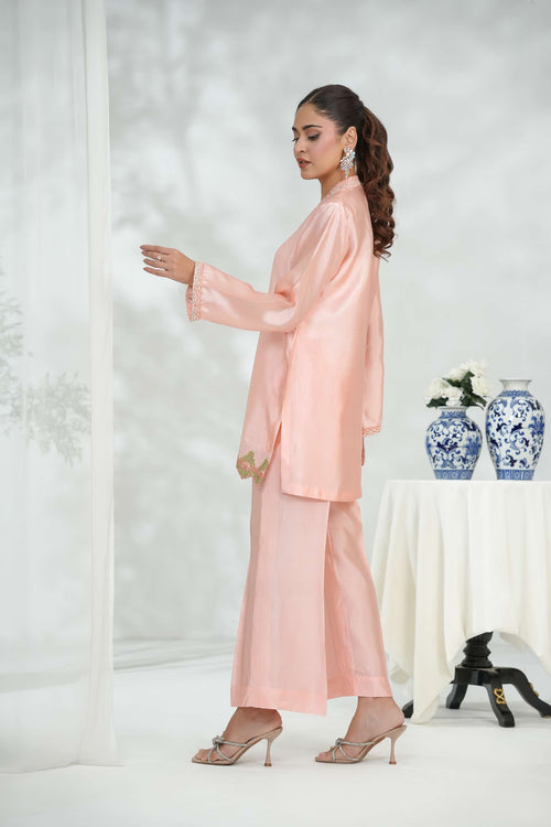 Zareen – Blush Silk Ensemble detail