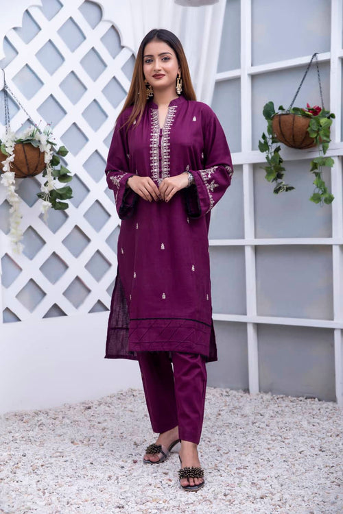 Graceful Embellished Khaddar Outfit detail