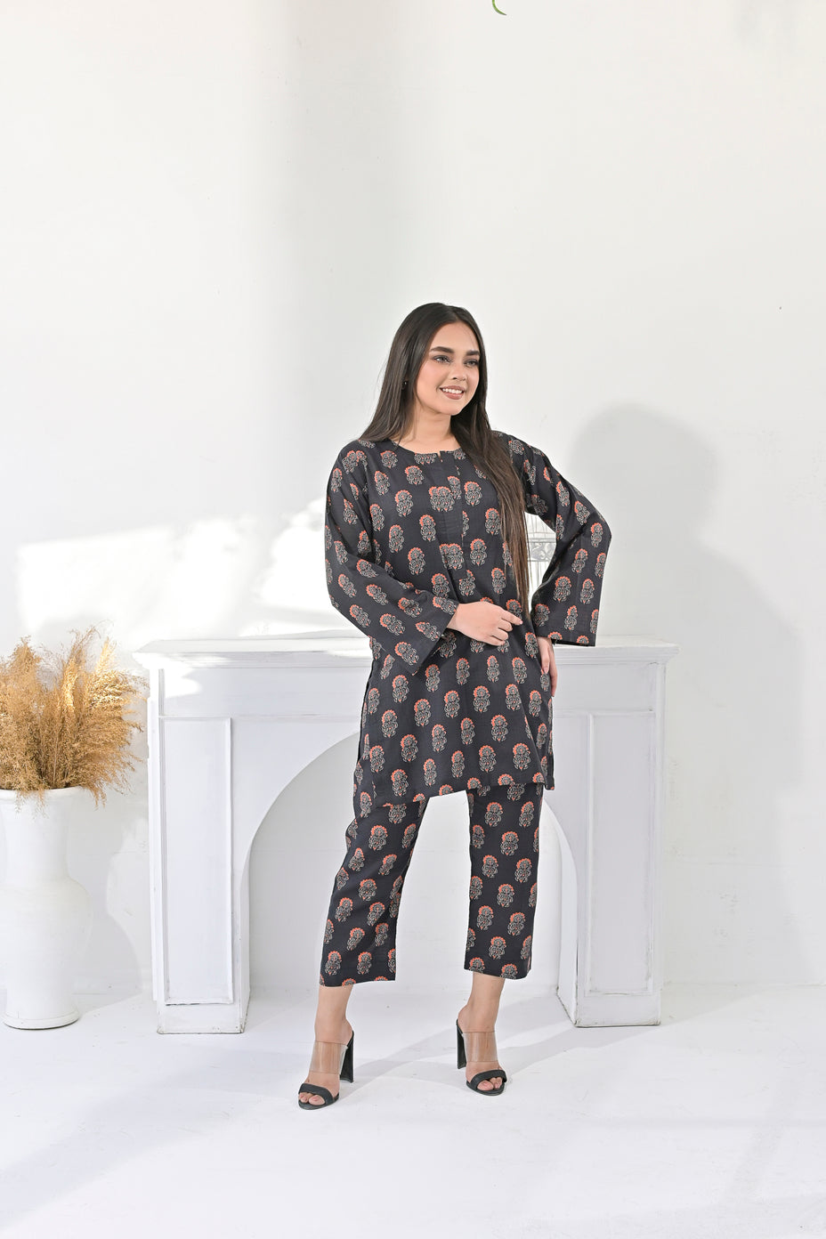 black floral ensemble