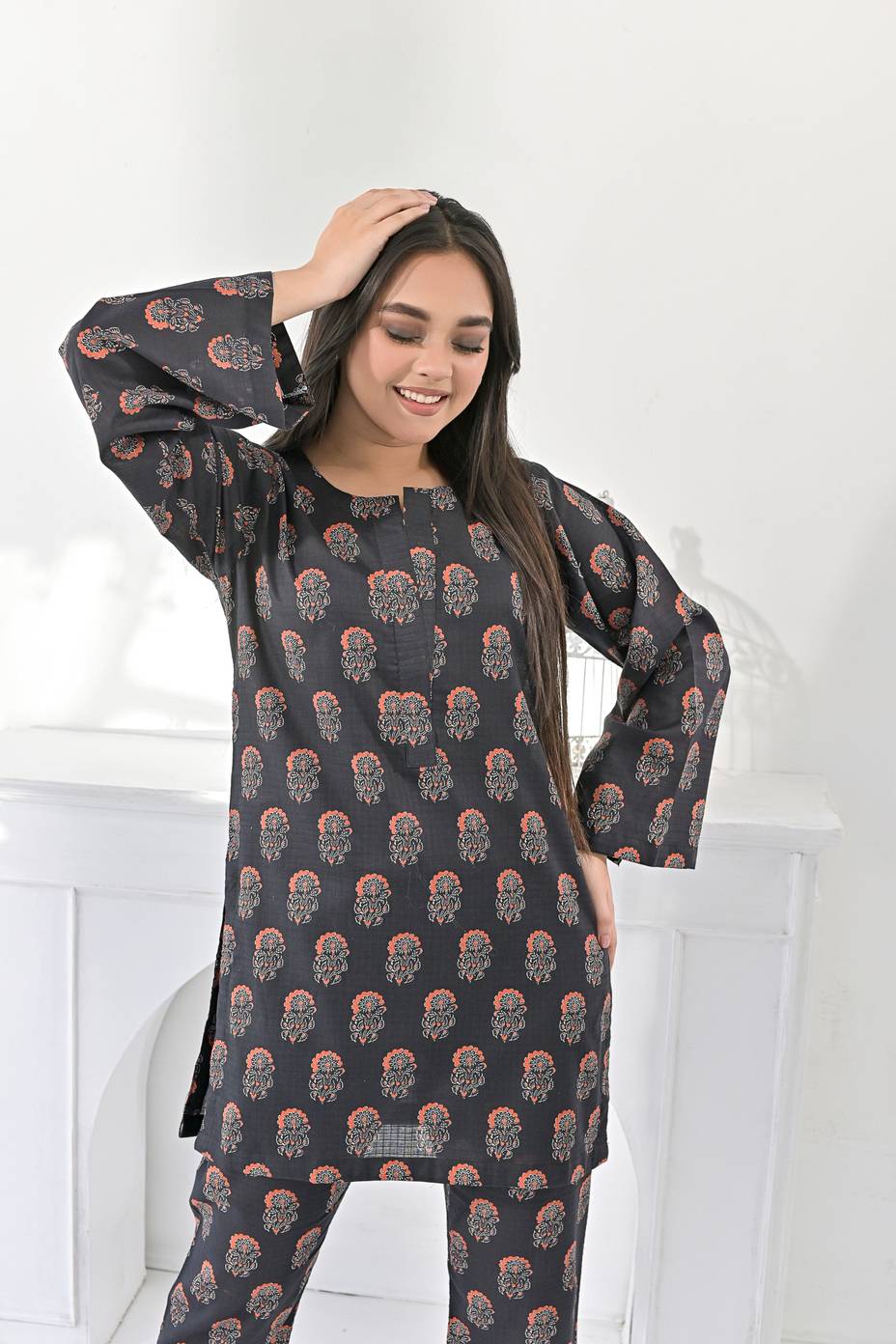 black floral ensemble