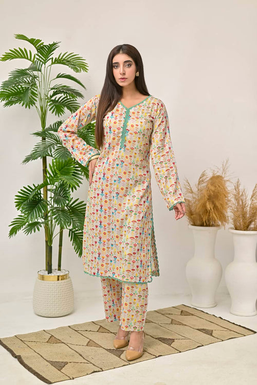 "BloomEase - Printed Pastel Lawn Set detail