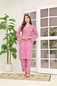 Blossom Grace – Pink Floral Printed Lawn Kurta Set