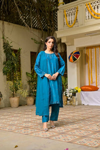 Azure Elegance  Formal Silk Ensemble