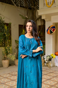Azure Elegance  Formal Silk Ensemble
