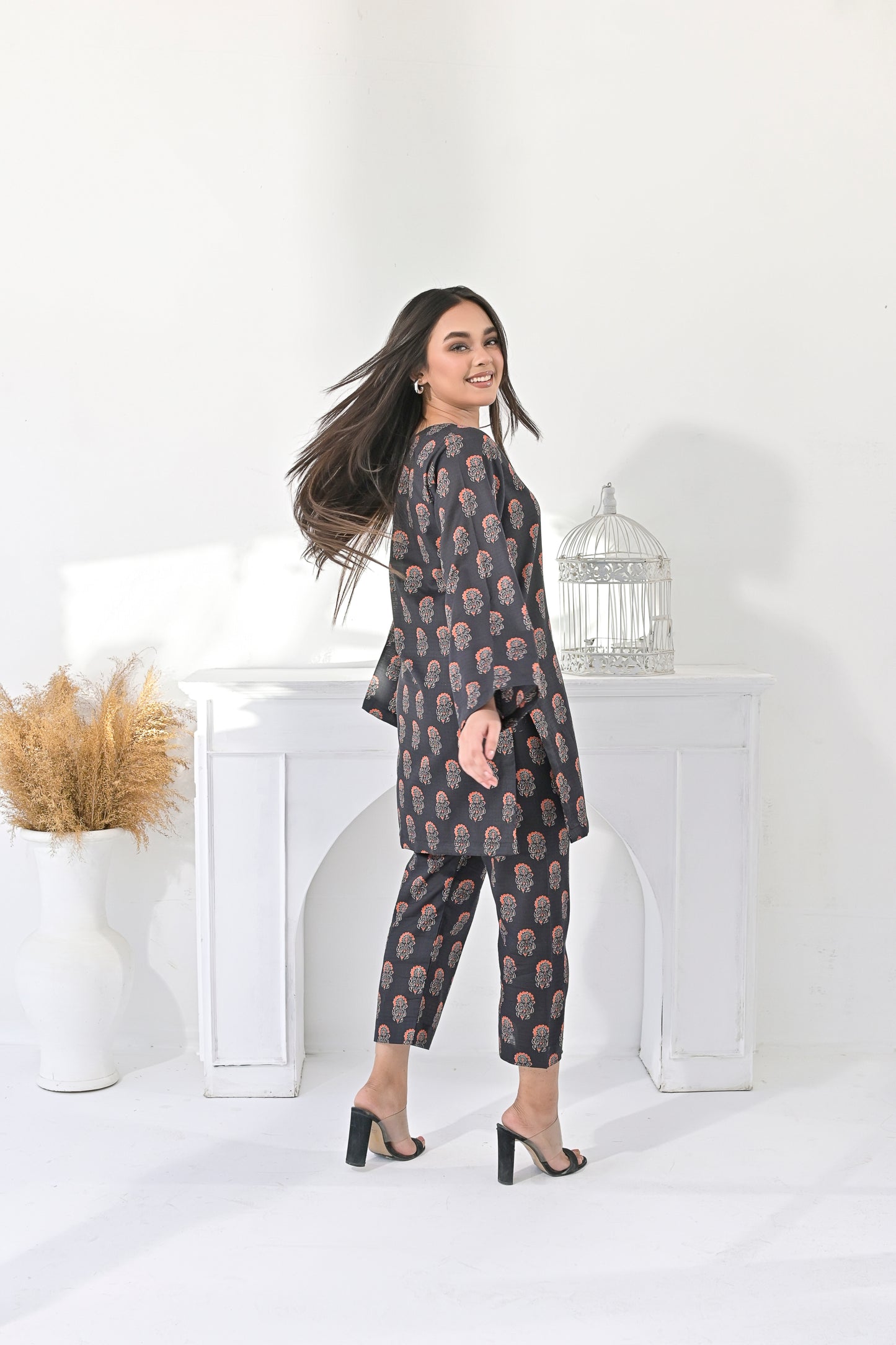 black floral ensemble