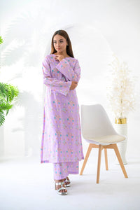 Lilac Bloom Printed Lawn Suit