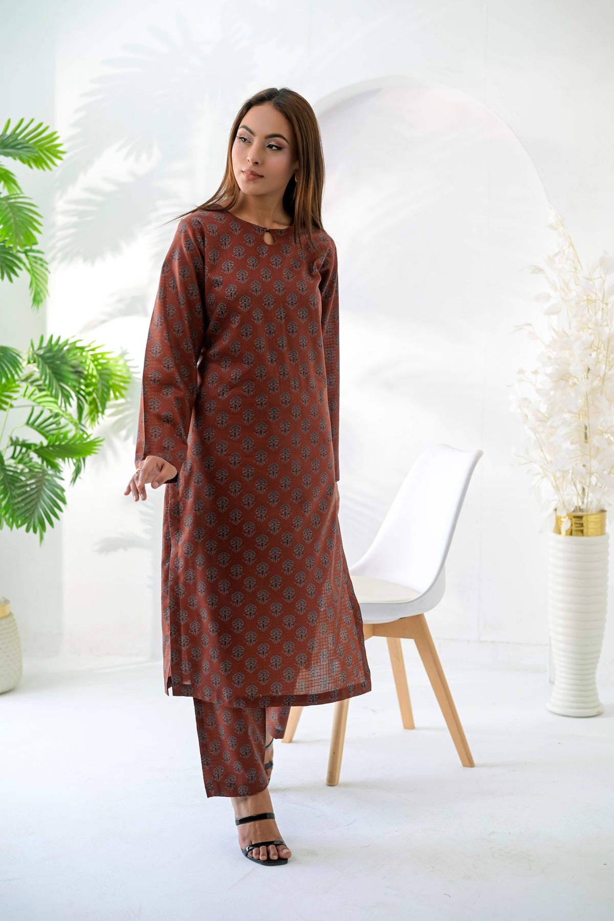 Rust Heritage Printed Lawn Suit