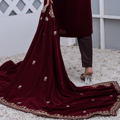Regal Sapphire Velvet Shawl