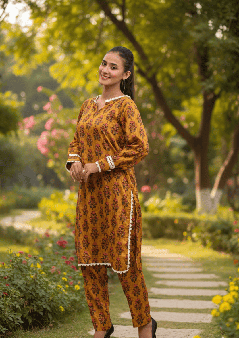 Mustard Printed Bloom