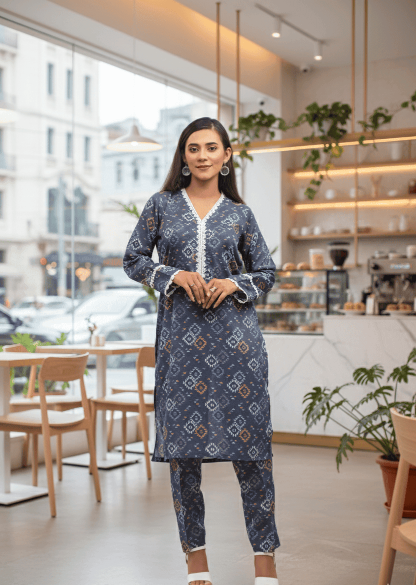 Blue Mirage Swiss Lawn Set