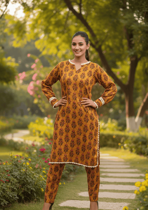 Mustard Printed Bloom detail