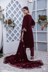 Regal Sapphire Velvet Shawl