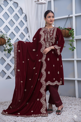 Regal Sapphire Velvet Shawl