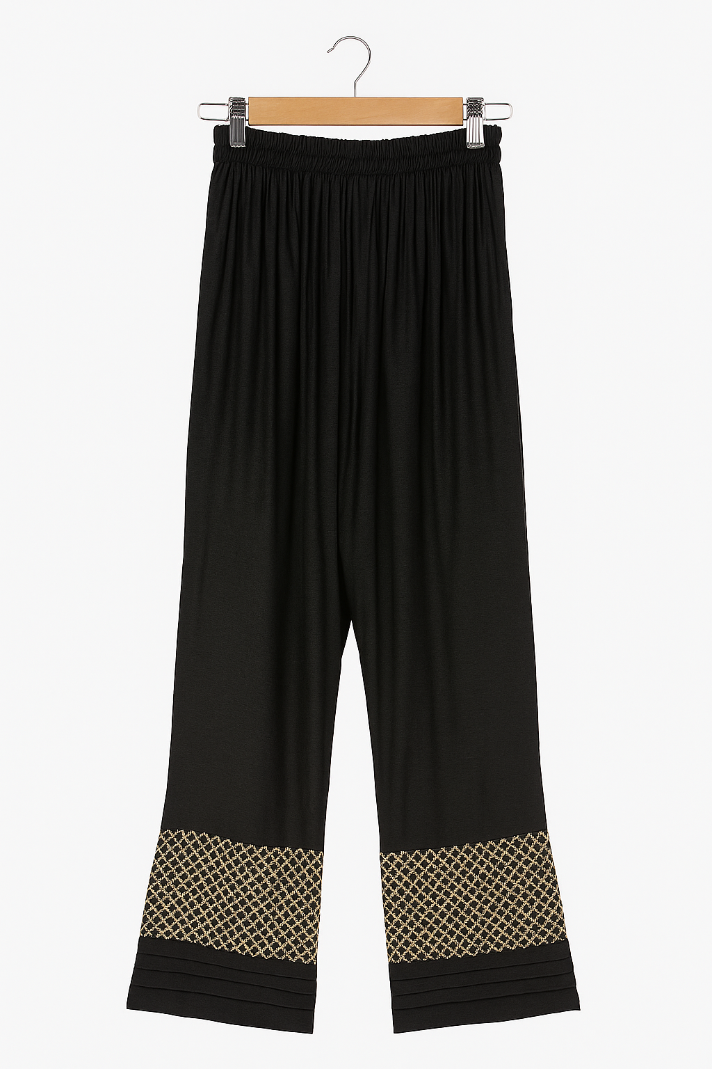 Elegant Black Trousers with Gold Detailing