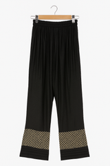 Elegant Black Trousers with Gold Detailing