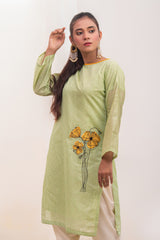 Alizeh  Soft Green Paper Cotton Shirt