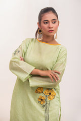 Alizeh  Soft Green Paper Cotton Shirt