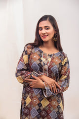 Kahani-chin printed swiss