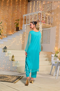 Azure Chiffon Embellished Polished