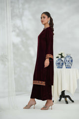 Mahveen – Maroon Velvet Elegance