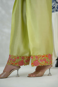 Zarreen Lime Glow Silk Ensemble