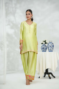 Zarreen Lime Glow Silk Ensemble