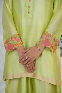 Zarreen Lime Glow Silk Ensemble