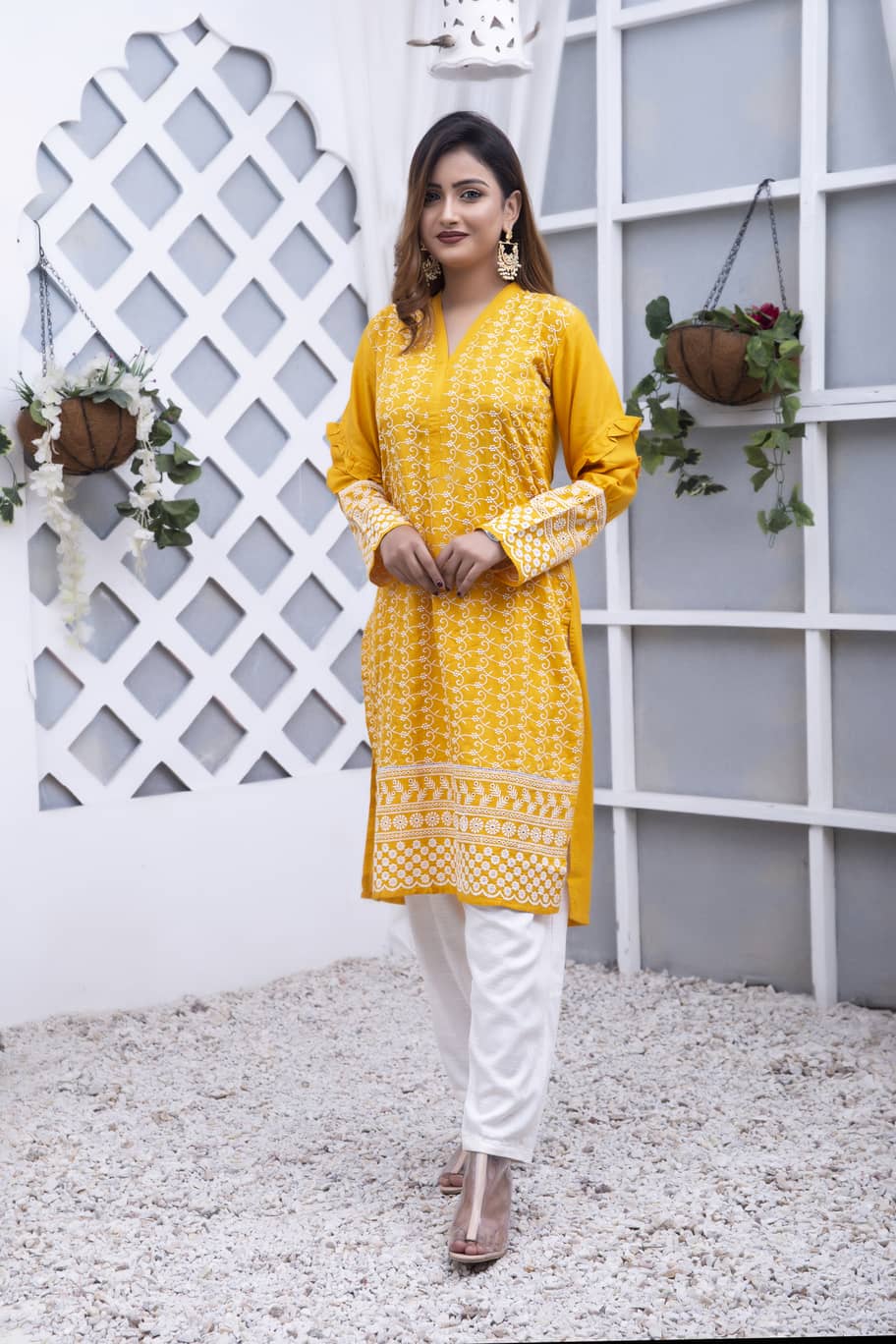 Amber Whitework Classic Kurti