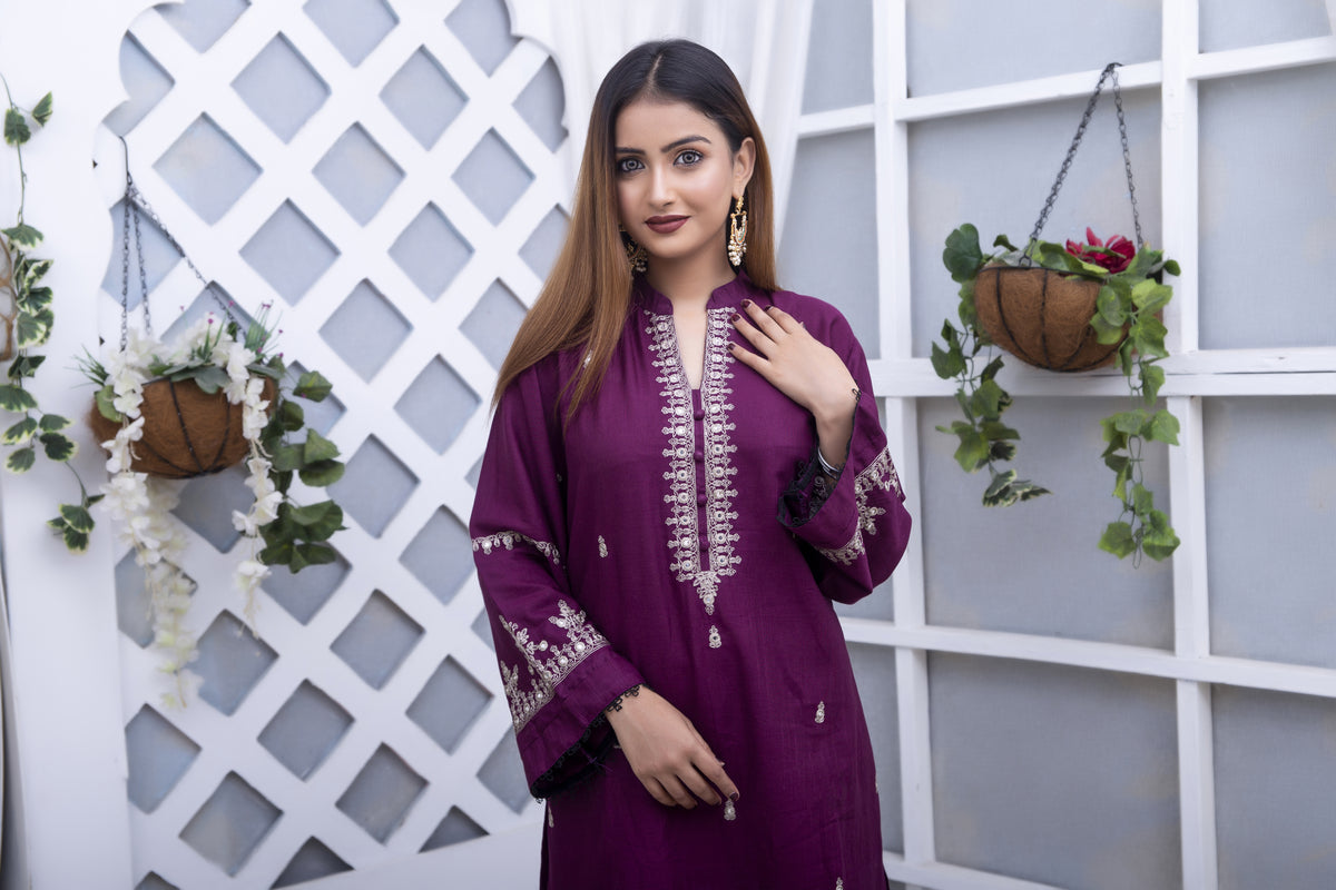 Ek Arzoo-Plum Embroidered Festive Ensemble